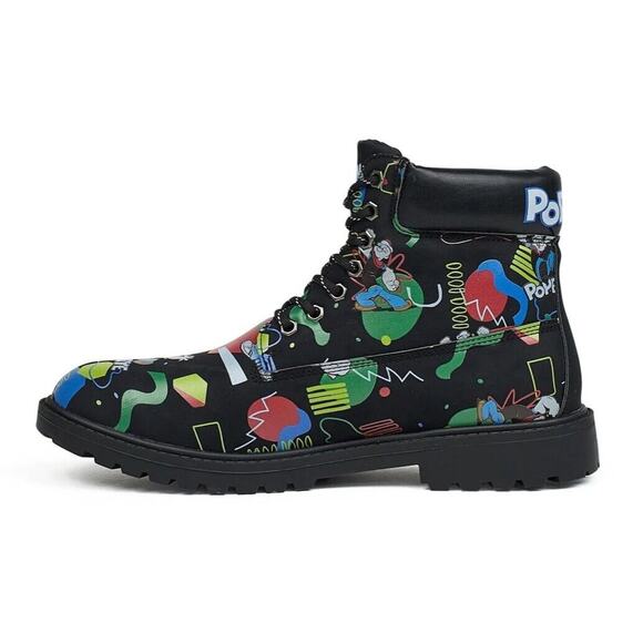 Popeye X Reason Collab Faux Suede Graffiti Print Boots Black Mens 10.5 - Picture 5 of 8